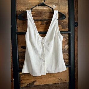 Women's White Button-Down Tank Top